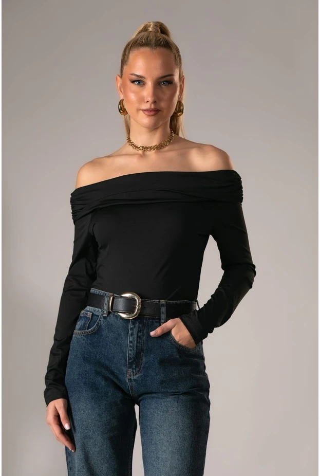 Μπλούζα off shoulder μαύρο