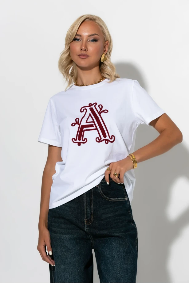 T-shirt με patch A μπορντό