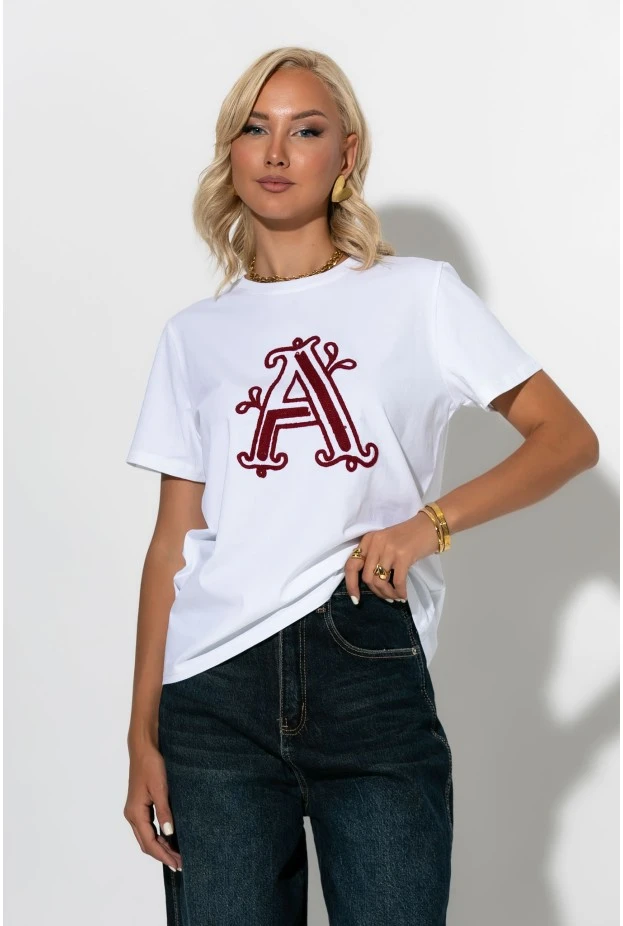 T-shirt με patch A μπορντό