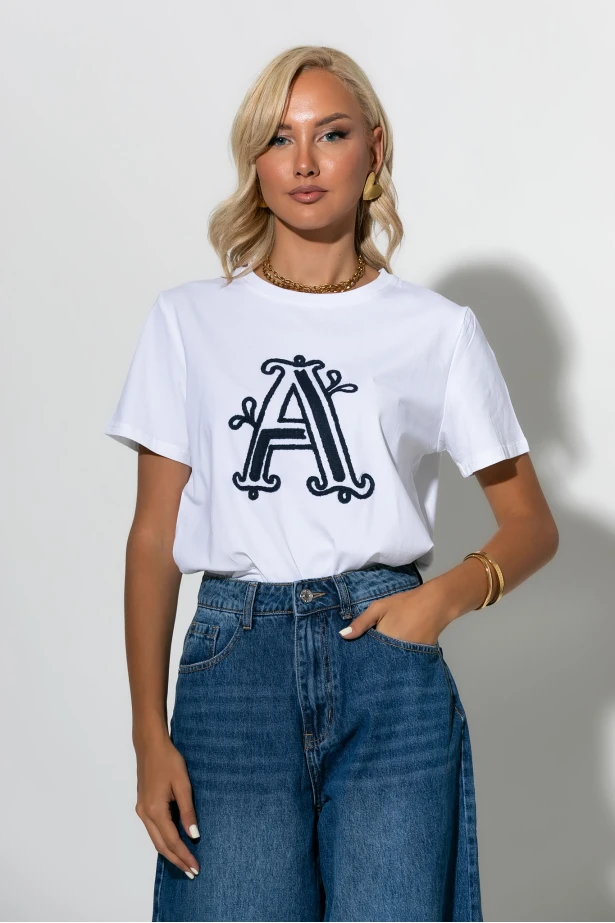 T-shirt με patch A μπλε