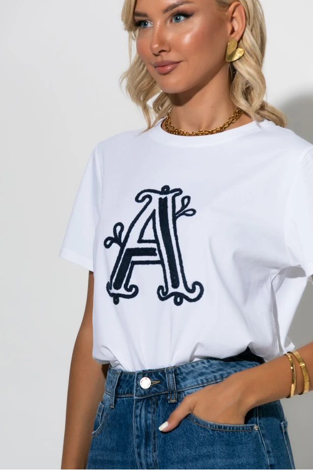 T-shirt με patch A μπλε