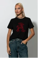 T-shirt με patch A μαύρο-μπορντό