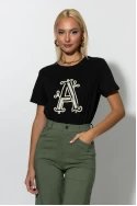 T-shirt με patch A μαύρο-μπεζ