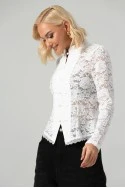Μπλούζα με δαντέλα και ιδιαίτερο κούμπωμα λευκό