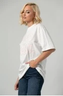 T-shirt oversized με patch 90s baby λευκό