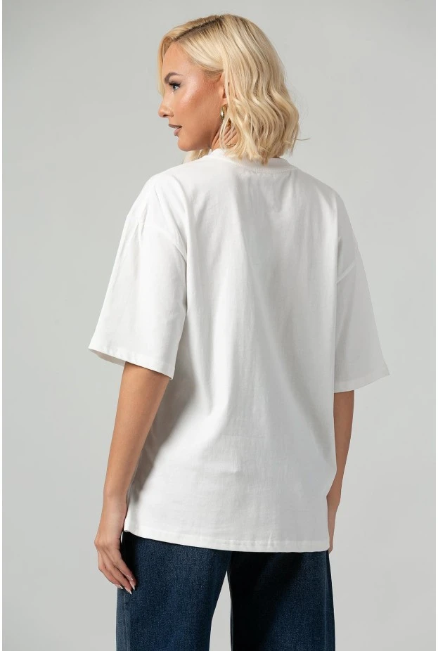 T-shirt oversized με patch 90s baby λευκό