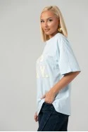 T-shirt oversized με patch 90s baby σιέλ