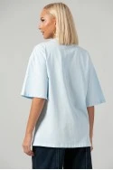 T-shirt oversized με patch 90s baby σιέλ