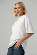 T-shirt oversized με patch bklyn and nyc λευκό