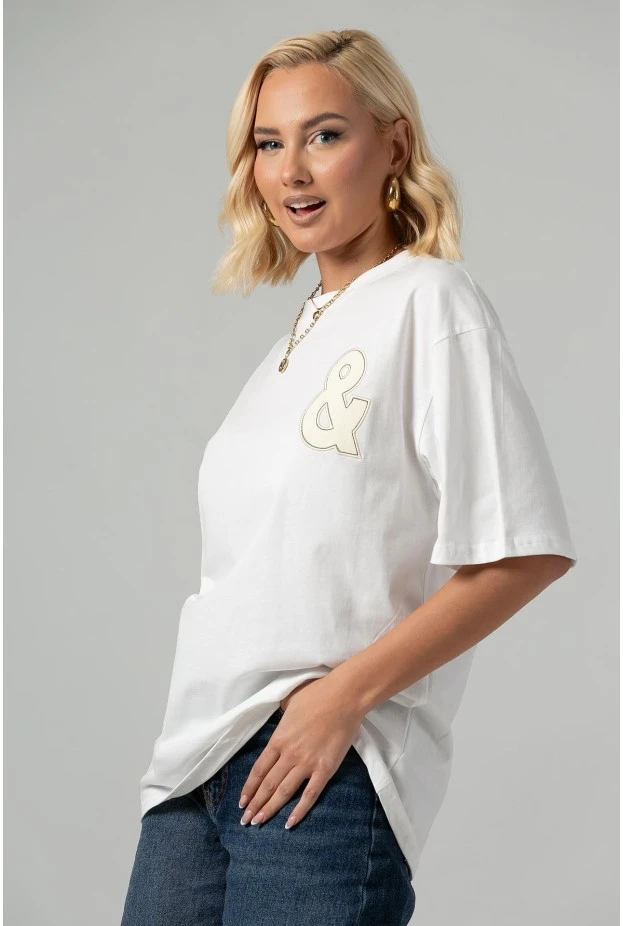 T-shirt oversized με patch bklyn and nyc λευκό