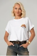 T-shirt oversized με στάμπα croissante λευκό