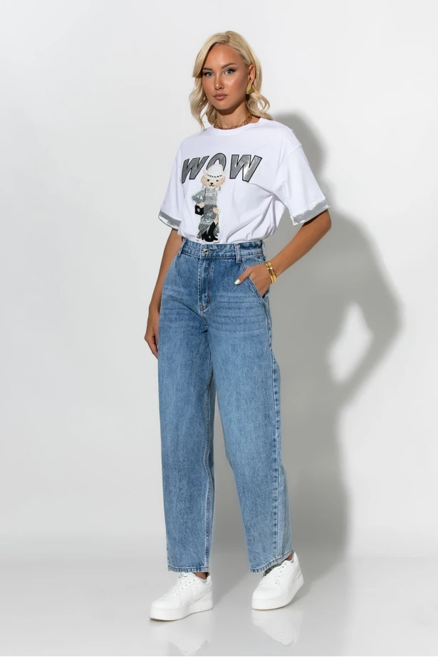 T-shirt με patch wow bear λευκό T-shirt με patch wow bear λευκό