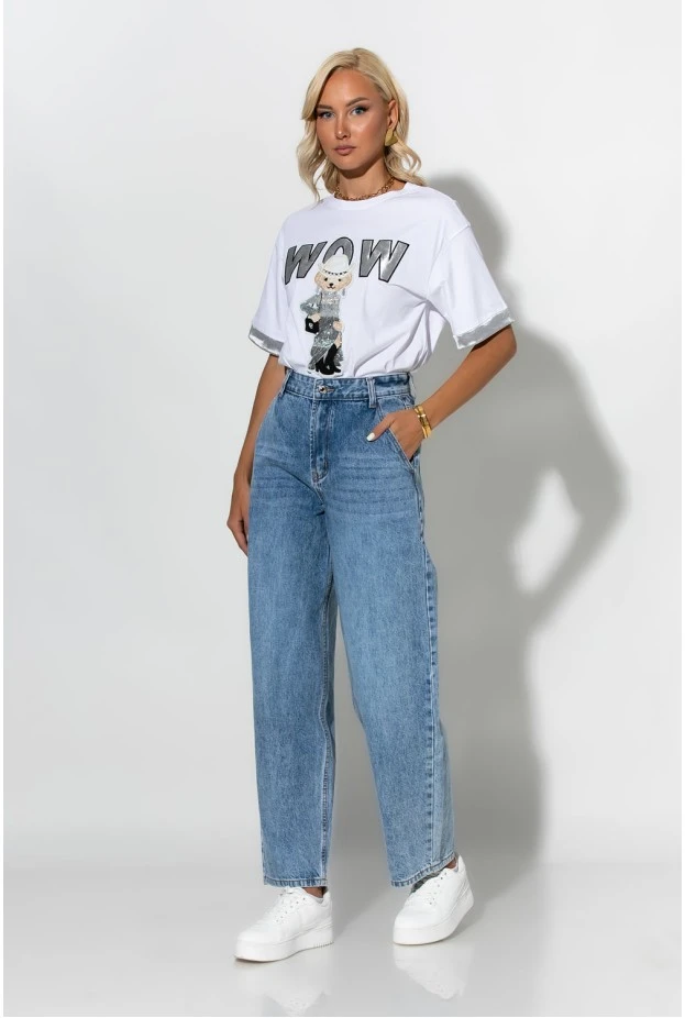 T-shirt με patch wow bear λευκό