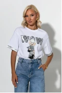 T-shirt με patch wow bear λευκό T-shirt με patch wow bear λευκό