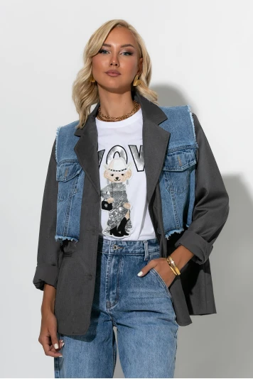 T-shirt με patch wow bear λευκό