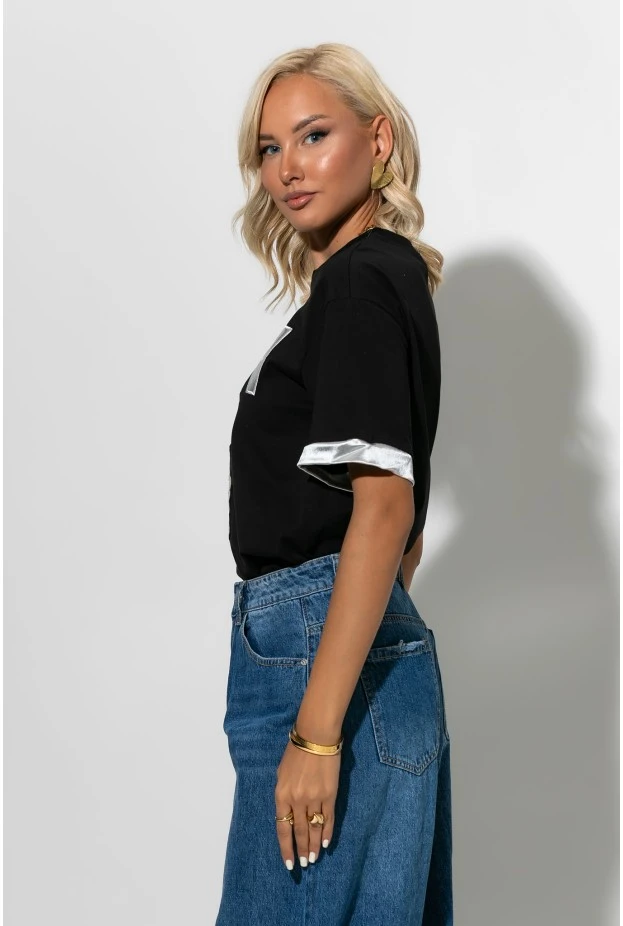 T-shirt με patch wow bear μαύρο