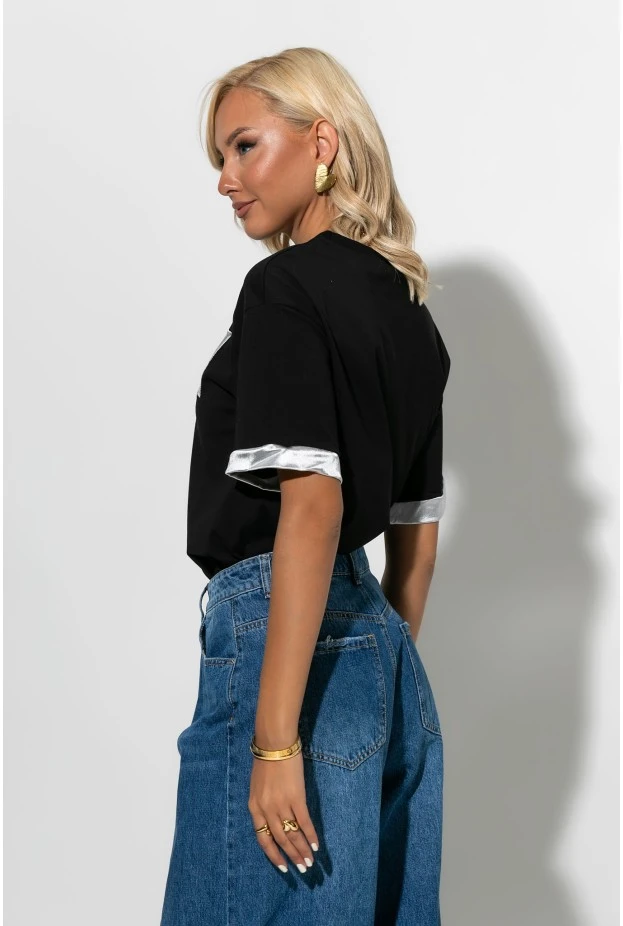 T-shirt με patch wow bear μαύρο
