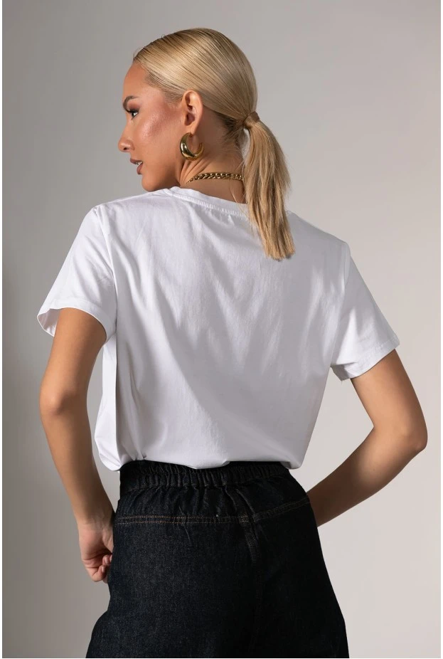Basic t-shirt με στρογγυλή λαιμόκοψη λευκό