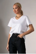 Basic t-shirt με v λαιμόκοψη λευκό