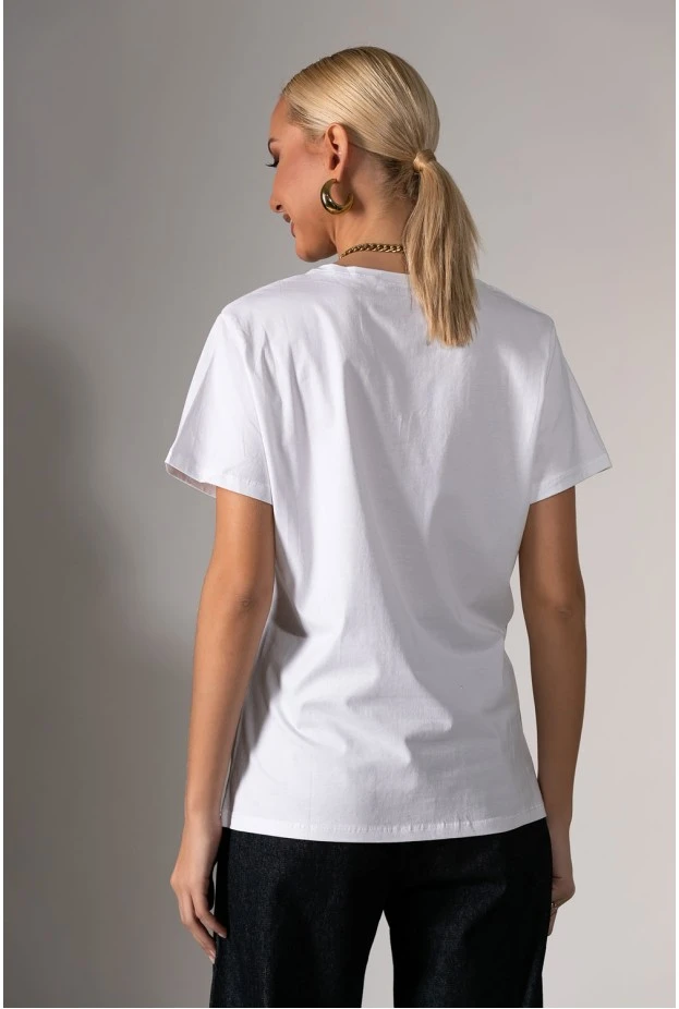 Basic t-shirt με v λαιμόκοψη λευκό