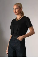 Basic t-shirt με v λαιμόκοψη μαύρο