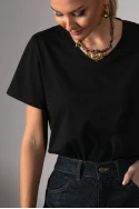 Basic t-shirt με v λαιμόκοψη μαύρο
