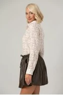 Φούστα balloon leather με ενσωματωμένο σόρτς και τσέπες καφέ
