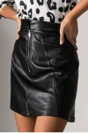 Μίνι φούστα δερματίνη με φερμουάρ μαύρο