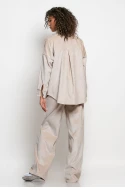 Σετ παντελόνι και oversized πουκαμίσα κοτλέ μπεζ