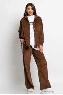 Σετ παντελόνι και oversized πουκαμίσα κοτλέ σοκολά