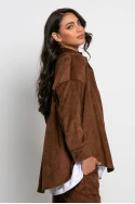 Σετ παντελόνι και oversized πουκαμίσα κοτλέ σοκολά