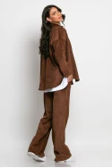 Σετ παντελόνι και oversized πουκαμίσα κοτλέ σοκολά