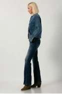 Jean flare fit με άνοιγμα στο τελείωμα μπλε σκούρο
