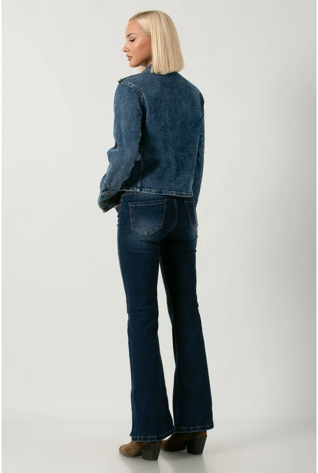 Jean flare fit με άνοιγμα στο τελείωμα μπλε σκούρο