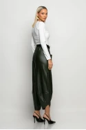 Baggy παντελόνι δερματίνη χακί Baggy παντελόνι δερματίνη χακί