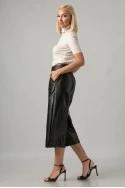 Leather ζιπ κιλότ με ζώνη μαύρο