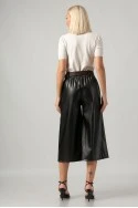 Leather ζιπ κιλότ με ζώνη μαύρο