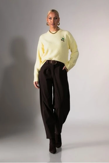 Κοτλέ baggy παντελόνι καφέ