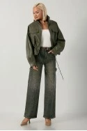 Jean straight leg με στρας dirty blue