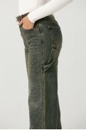 Jean straight leg με στρας dirty blue
