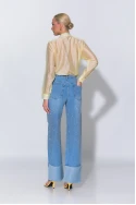 Jean straight leg με στρας και ρεβέρ μπλε
