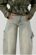 Jean balloon fit με στρας μπλε ανοιχτό
