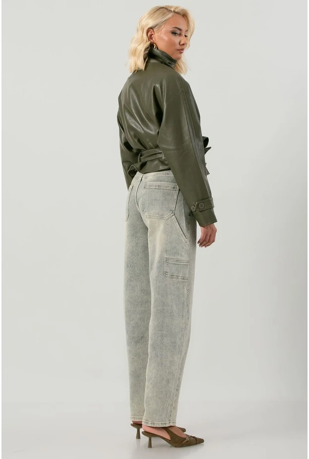 Jean balloon fit με στρας μπλε ανοιχτό