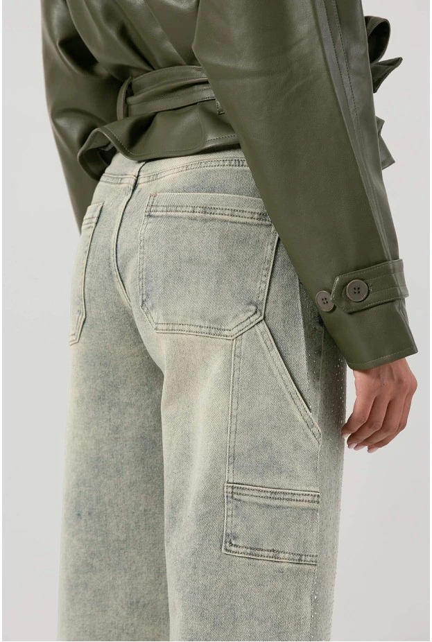 Jean balloon fit με στρας μπλε ανοιχτό