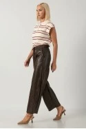 Παντελόνι leather balloon με λάστιχο στη μέση καφέ