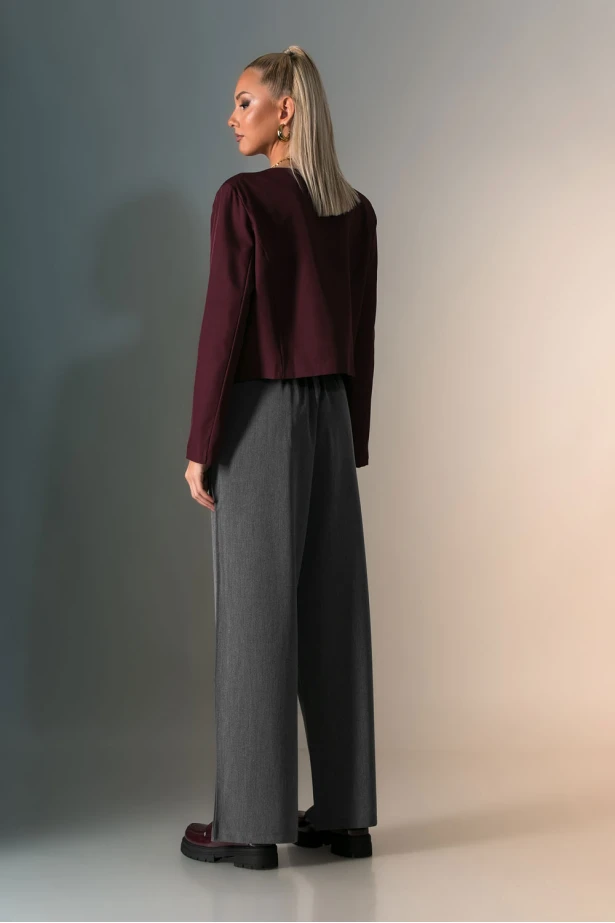 Παντελόνα με λαστιχο και πιέτες γκρι