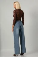 Jean wide leg με ραφές μπλε
