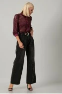 Jean wide leg με ραφές μαύρο