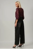 Jean wide leg με ραφές μαύρο