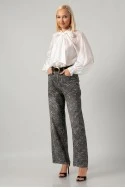 Jean wide leg με κεντητά λουλούδια ανθρακί